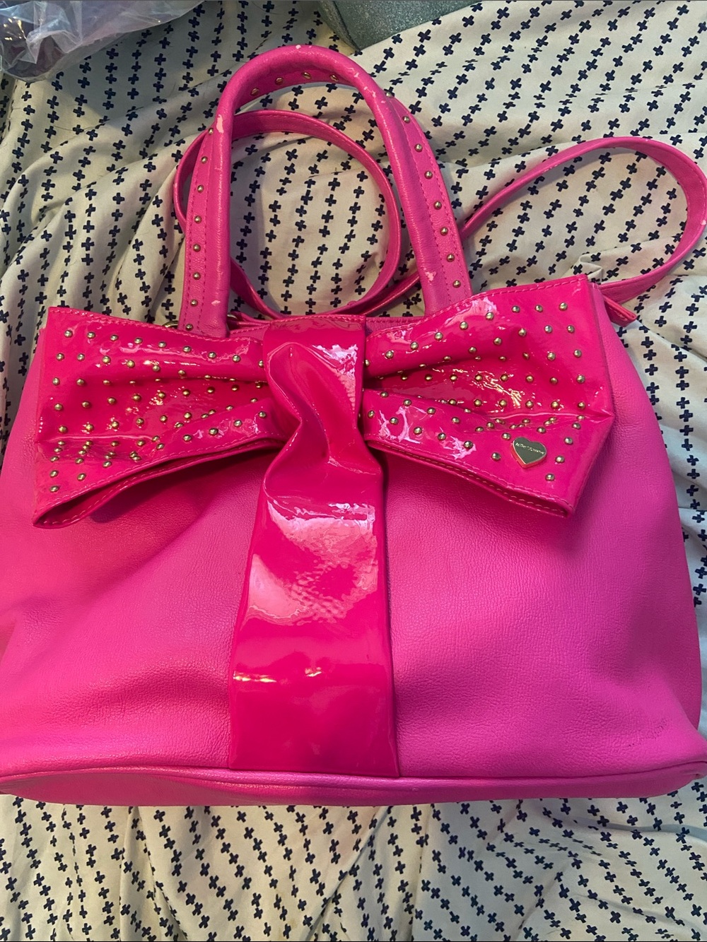 Hot Pink Bow Accent Tote Bag - Women